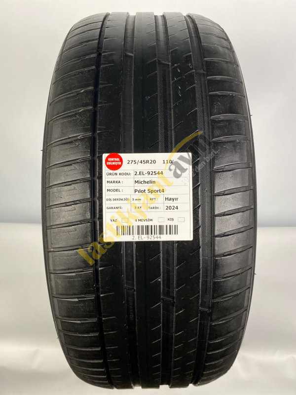 Michelin 275/45R20 110V Pilot Sport4 5 mm 2.EL Yaz Lastiği (2024)