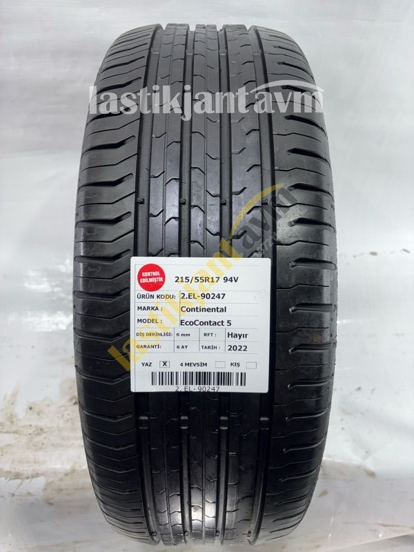 Continental 215/55R17 94V C.E.Contact 5 6 mm 2.EL Yaz Lastiği (2022)