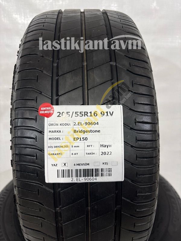 Bridgestone 205/55R16 91V Ecopıa Ep150 5 mm 2.EL Yaz Lastiği (2022)
