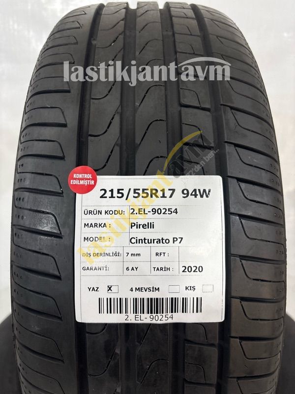 Pirelli 215/55R17 94W Cinturato P7 7 mm 2.EL Yaz Lastiği (2020)