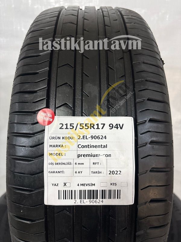 Continental 215/55R17 94V C.P.Contact 5 6MM 2.EL Yaz Lastiği (2022)