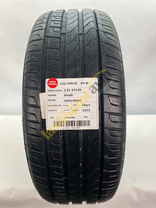 Pirelli 225/45R18 91V Cinturato P7 7 mm 2.EL Yaz Lastiği (2023) RFT