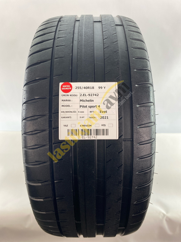 Michelin Pilot Sport 4 RFT 255/40R18 99Y 5mm 2.El Yaz Lastiği (2021)