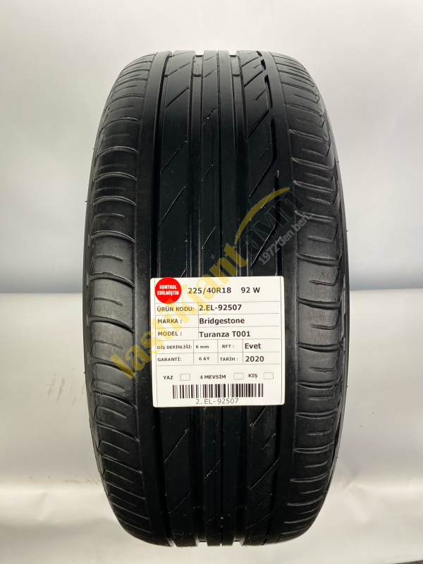Bridgestone 225/40R18 92W T001 6mm 2.EL Yaz Lastiği (2020)