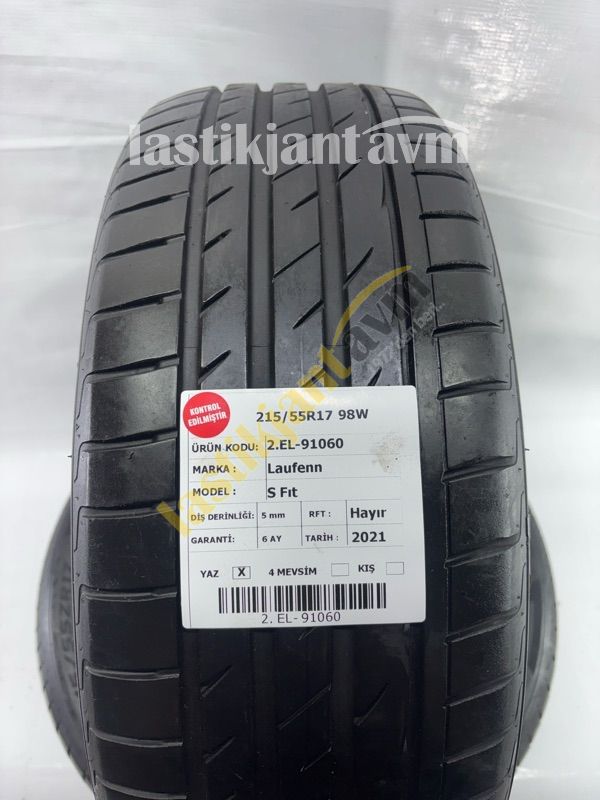 Laufenn 215/55R17 98W S-Fit 5 mm 2.EL Yaz Lastiği (2021)