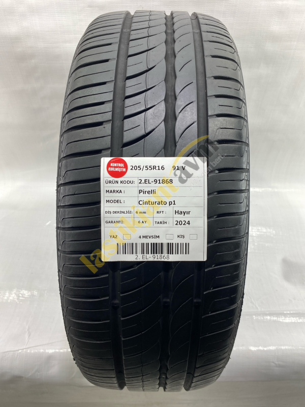 Pirelli 205/55R16 91V Cinturato P1 6 mm 2.EL Yaz Lastiği (2024)