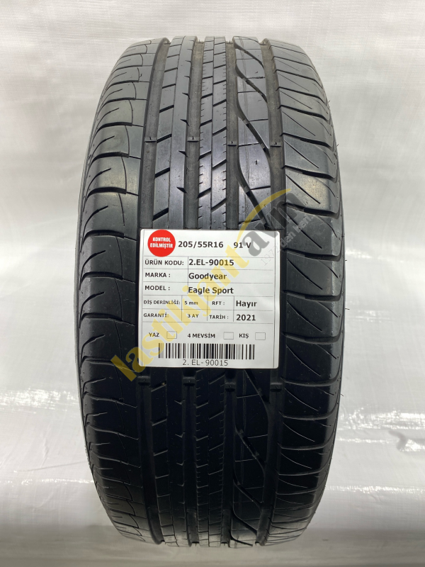 Goodyear 205/55R16 91V Eagle Sport 5 mm 2.EL Yaz Lastiği (2021)