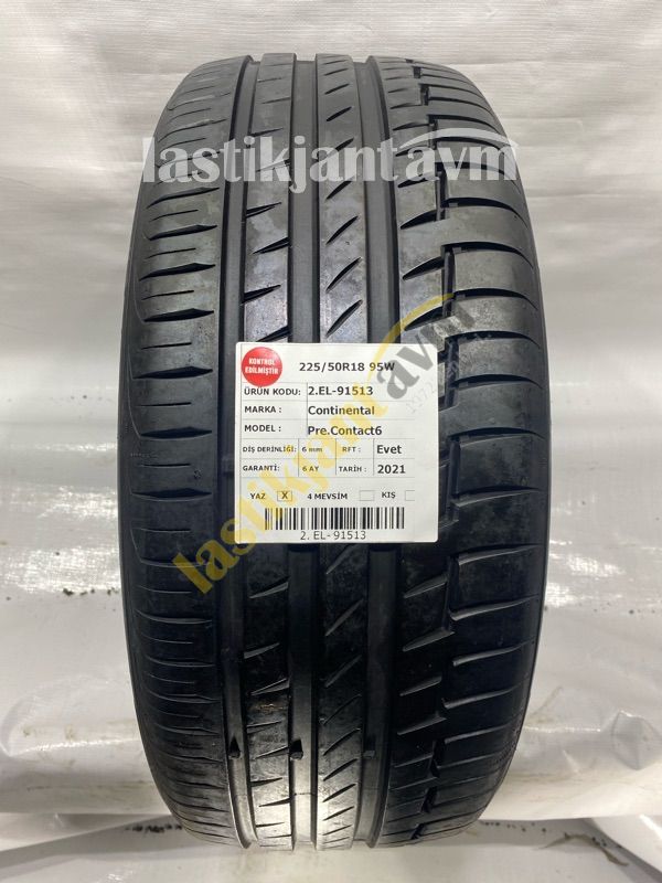 Continental 225/50R18 95W Pre.Contact6 6 mm 2.EL Yaz Lastiği (2021) RFT