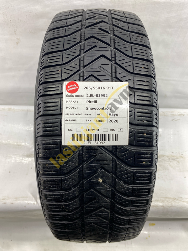 Pirelli 205/55R16 91T 5 mm Snowcontrol3 2.El Kış Lastiği (2020)
