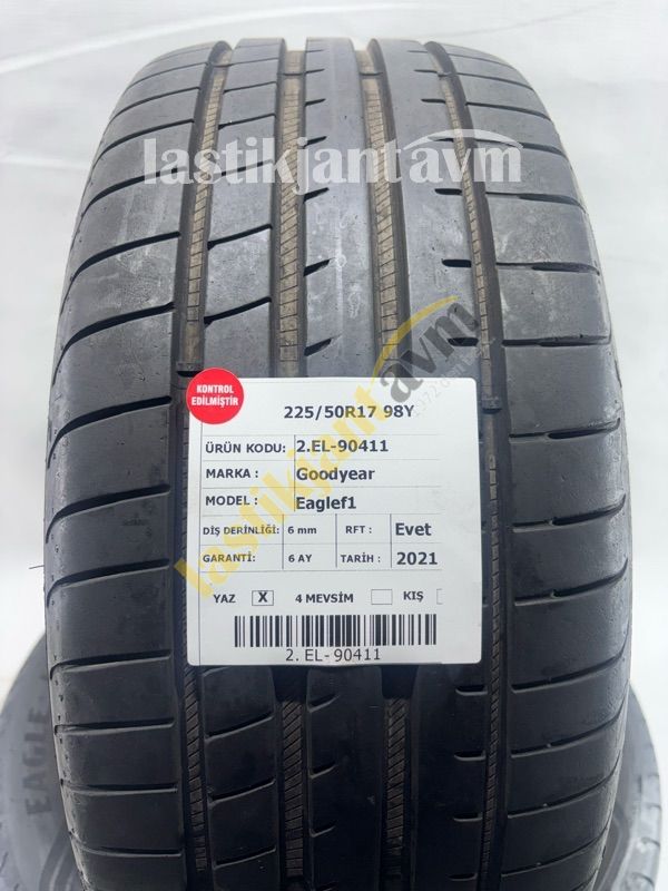 Goodyear 225/50R17 98Y Eagle F1 6 mm 2.EL Yaz Lastiği (2021) RFT