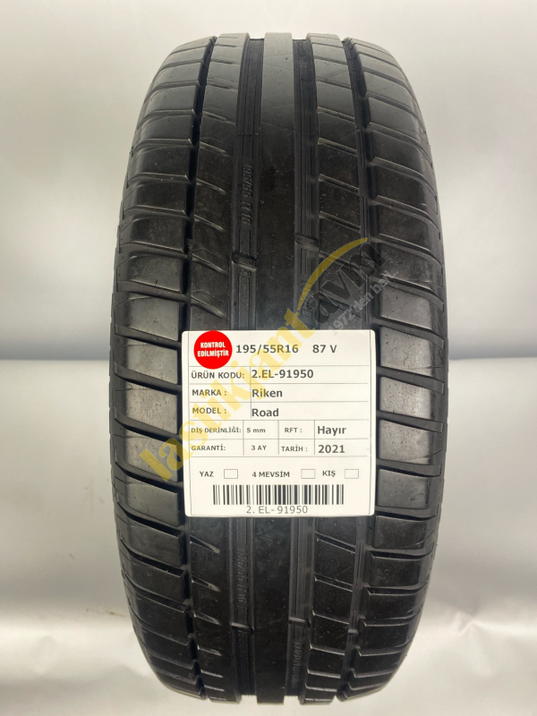 Riken 195/55R16 87V Road 5 mm 2.EL Yaz Lastiği (2021)