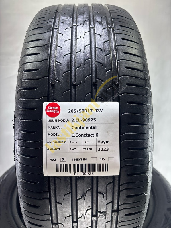 Continental EConctact 6 205/50R17 93V 5mm 2.El Yaz Lastiği (2023)