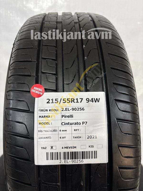 Pirelli 215/55R17 94W Cinturato P7 6 mm 2.EL Yaz Lastiği (2021)