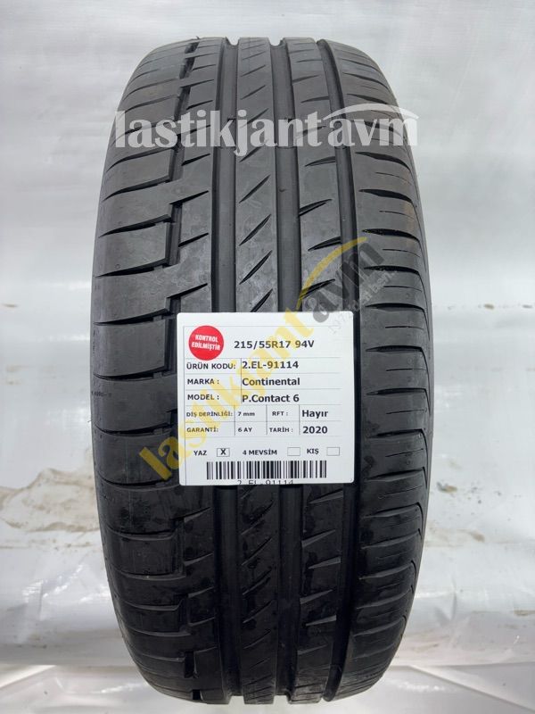 Continental 215/55R17 94V Pre.Contact 6 7 mm 2.EL Yaz Lastiği (2020)