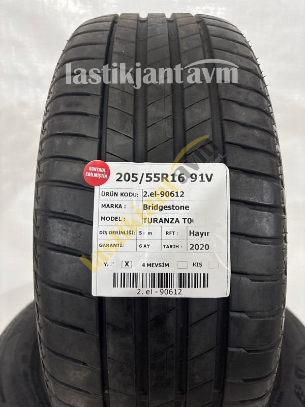 Bridgestone 205/55R16 91V Turanza T005 5 mm 2.EL Yaz Lastiği (2020)