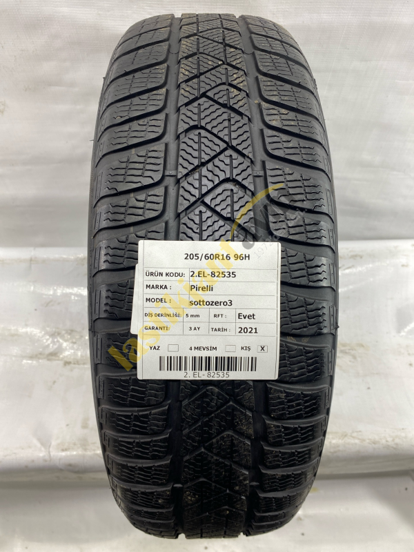 Pirelli 205/60R16 96H 5 mm Sottozero3 2.El Kış Lastiği. (2021) RFT