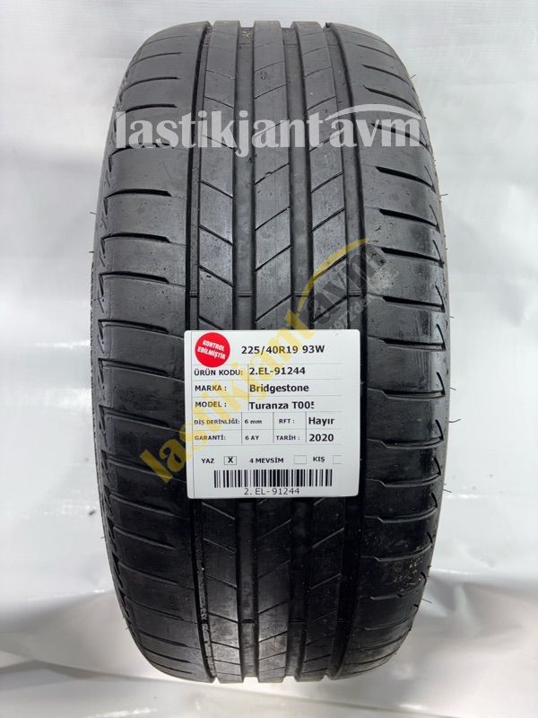 Bridgestone 225/40R19 93W Turanza T005 6 mm 2.EL Yaz Lastiği (2020) RFT