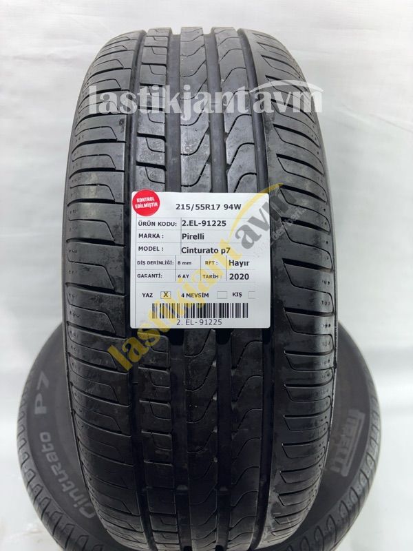 Pirelli 215/55R17 94W Cinturato P7 8 mm 2.EL Yaz Lastiği (2020)